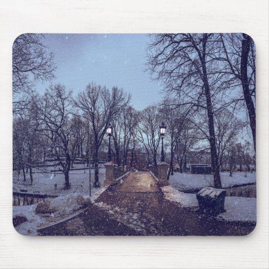 Winterschneepark im Abend Mousepad (Vorne)