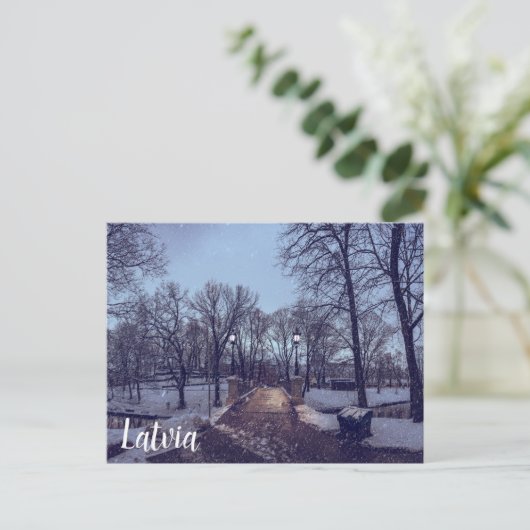 Winterschneepark im Abend Postkarte (Stehend Vorderseite)