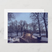 Winterschneepark im Abend Postkarte (Vorne/Hinten)