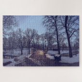 Winterschneepark im Abend Puzzle (Horizontal)