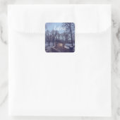 Winterschneepark im Abend Quadratischer Aufkleber (Tasche)