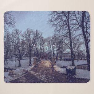 Winterschneepark im Abend Sherpadecke