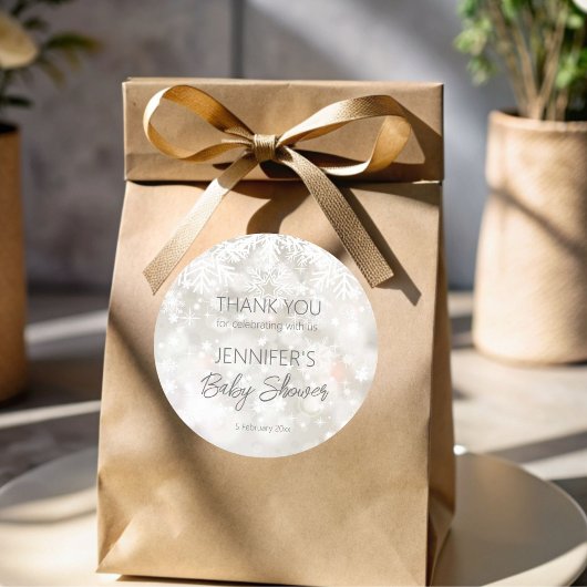 Winterschneepastellbaby Dusche Danke für Ihr Wohlb Runder Aufkleber