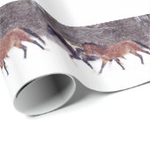 Winterschneepferde im Barn Geschenkpapier (Rolleneckpunkt)