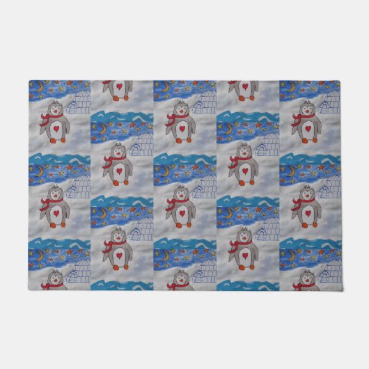 Winterschneepinguin Fußmatte (Vorderseite)