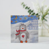 Winterschneepinguin Grußkarte Karte (Stehend Vorderseite)