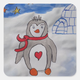 Winterschneepinguin Quadratischer Aufkleber