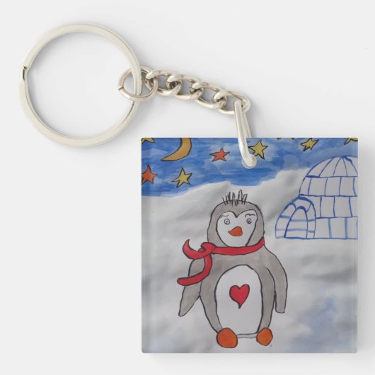 Winterschneepinguin Schlüsselring (Vorderseite)