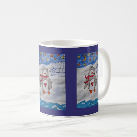 Winterschneepinguin-Tasse Kaffeetasse (VorderseiteRechts)