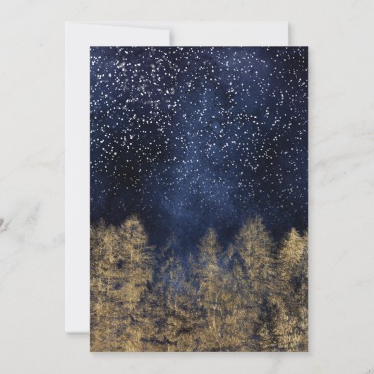 Winterschneesicherheit Blaue Pinienbäume Waldhochz Einladung (Rückseite)