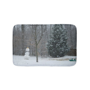 Winterschneeszene der Nachbarin Badematte