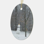 Winterschneeszene der Nachbarin Keramik Ornament (Links)