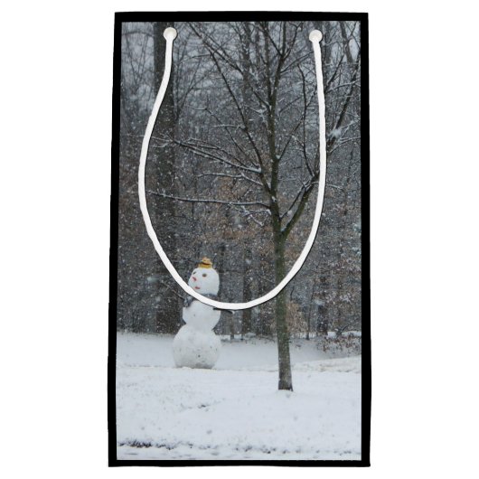 Winterschneeszene der Nachbarin Kleine Geschenktüte (Vorderseite)