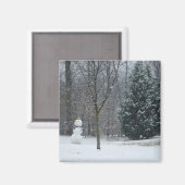 Winterschneeszene der Nachbarin Magnet (Vorderseite/Rückseite)