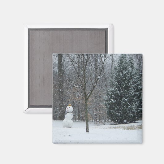 Winterschneeszene der Nachbarin Magnet (Vorderseite/Rückseite)