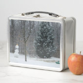 Winterschneeszene der Nachbarin Metall Brotdose (Beispiel)