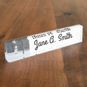 Winterschneeszene der Nachbarin Namensplakette (Seite)