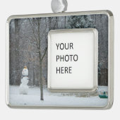 Winterschneeszene der Nachbarin Rahmen-Ornament Silber (Links)