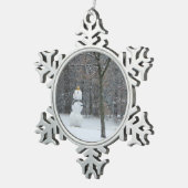 Winterschneeszene der Nachbarin Schneeflocken Zinn-Ornament (Rechts)