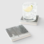 Winterschneeszene der Nachbarin Steinuntersetzer (Seitenansicht)