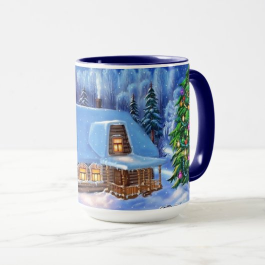 Winterschneeszene Dezember Saisonurlaub Tasse (VorderseiteRechts)