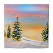 Winterschneeszene "Erwärmung" Fliese (Vorderseite)