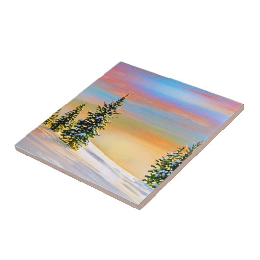 Winterschneeszene "Erwärmung" Fliese (Seite)