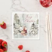 Winterschneeszene mit Fuchs Serviette (Beispiel)