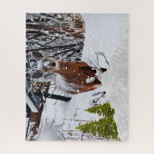 Winterschneeszene mit Mule Deer Wildlife Puzzle (Vertikal)