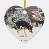 Winterschneeszene mit niedlichem Schwarz und einem Keramik Ornament (Vorne)