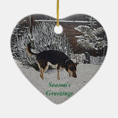 Winterschneeszene mit niedlichem Schwarz und einem Keramik Ornament (Hinten)