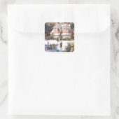 Winterschneeszene Quadratischer Aufkleber (Tasche)