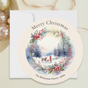 Winterschneeszene Wasserfarbe Frohe Weihnachten