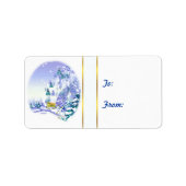 Winterschneeszene Ziegen Weihnachtsgeschenk Tag St Adressaufkleber (Vorne)