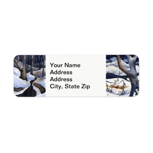 Winterschneeüberdeckter Winter-Bach, dunkle Bäume  (Vorne)