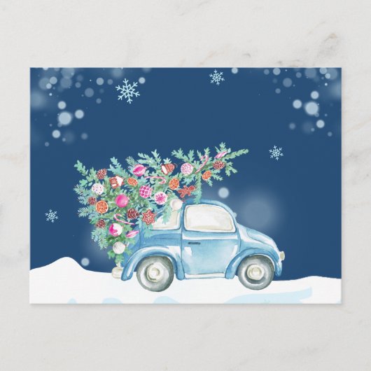 Winterschneewagen Feiertagspostkarte (Vorderseite)