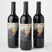 Winterschneewald Abend Abendsonne Weinetikett (Flaschen)