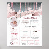 Winterschneewald Erster Geburtstag Foto Poster (Vorne)