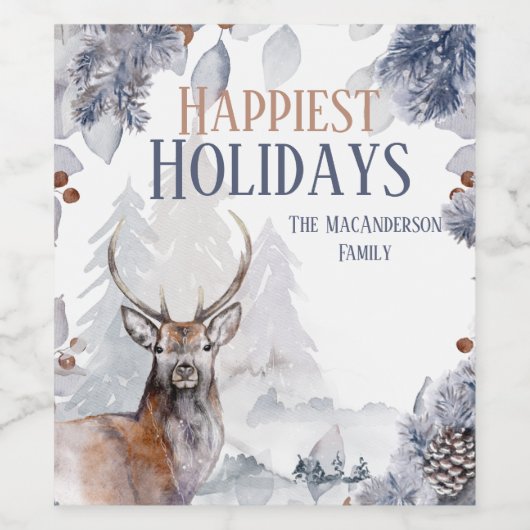 Winterschneewald landschaftlich weinetikett (Einzelnes Label)