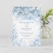 Winterschneewald Rustikale Hochzeit Einladung (Stehend Vorderseite)