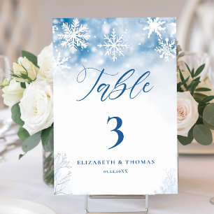 Winterschneewald Rustikale Hochzeit Tischnummer