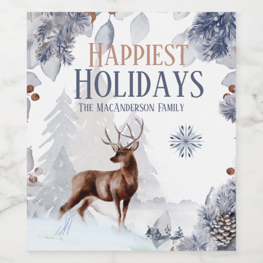 Winterschneewald Schneeflocke Weinetikett (Einzelnes Label)