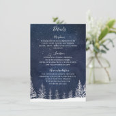 Winterschneewald-Sternennacht Hochzeit der Marine Begleitkarte (Stehend Vorderseite)