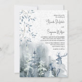 Winterschneewald und Hochzeit von Dusty Blue Einladung (Vorderseite)
