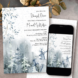 Winterschneewald und Probe der Hochzeit von Hirsch Einladung