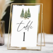 Winterschneewaldhochzeit im Pinienwald Tischnummer