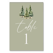 Winterschneewaldhochzeit im Pinienwald Tischnummer (Vorderseite)