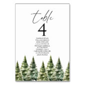 Winterschneewaldhochzeit im Pinienwald Tischnummer (Vorderseite)