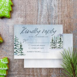 Winterschneewaldhochzeit RSVP Karte
