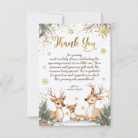 Winterschneewaldsäulendusche Dankeskarte (Vorderseite)